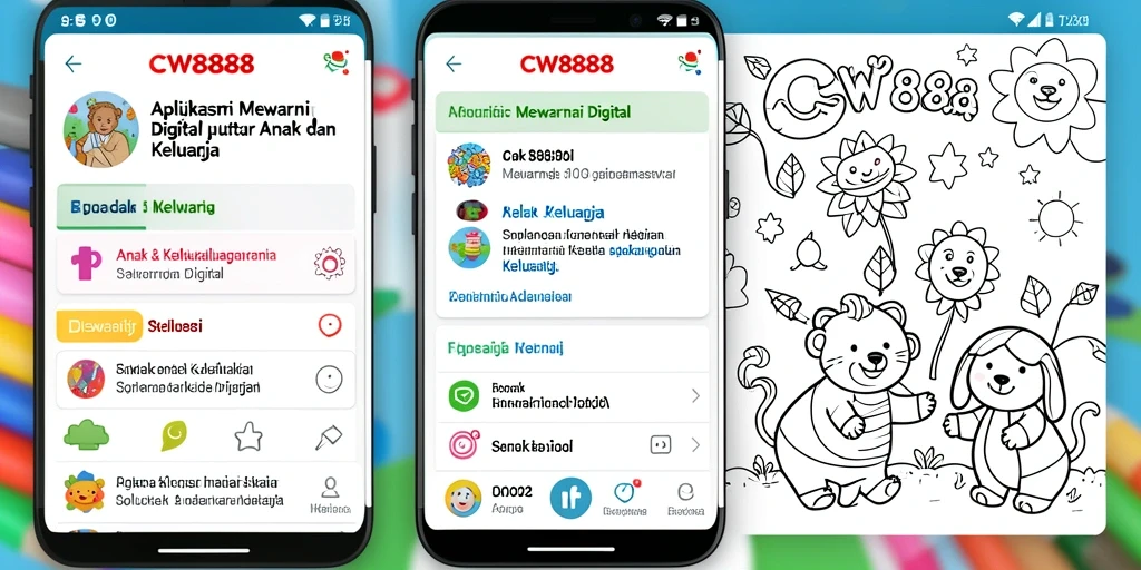 Tampilan antarmuka CW8888 yang interaktif dengan gambar mewarnai yang beragam.