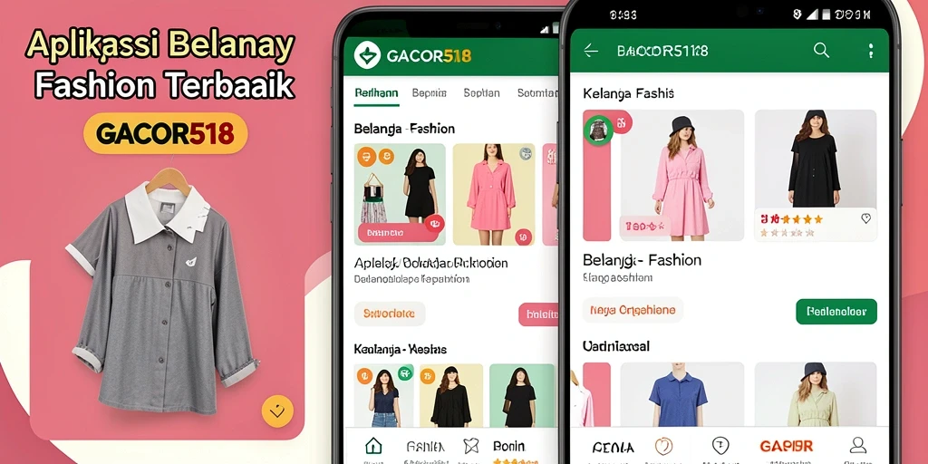 Tampilan antarmuka aplikasi GACOR518 untuk belanja fashion.