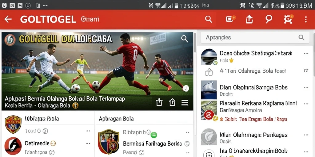 Tampilan antarmuka modern GOLTOGEL menampilkan berita olahraga bola terkini.
