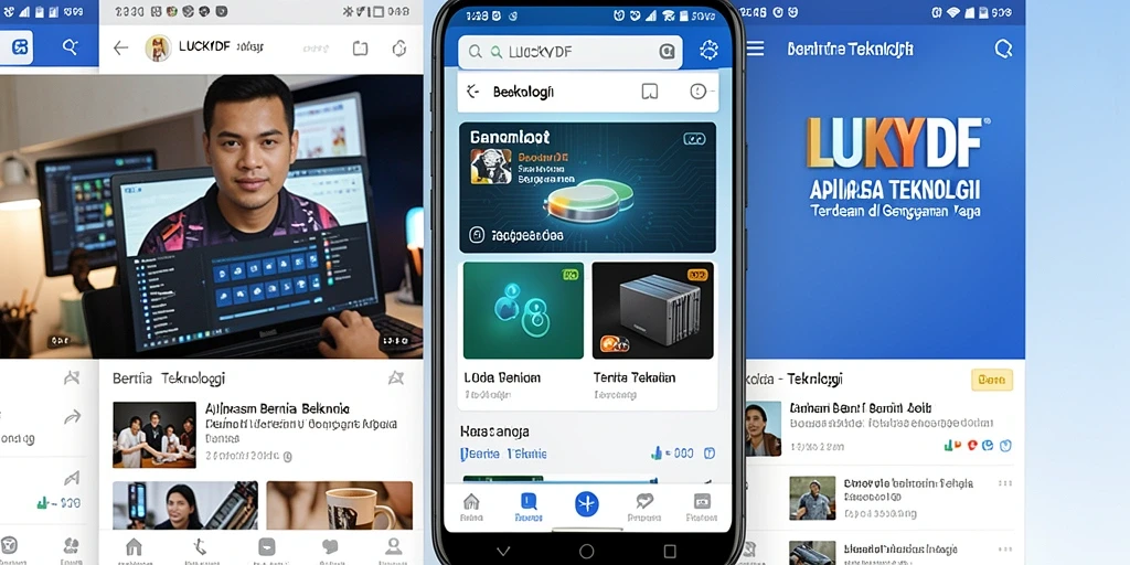 Antarmuka LUCKYDF yang menarik dengan berbagai berita teknologi.