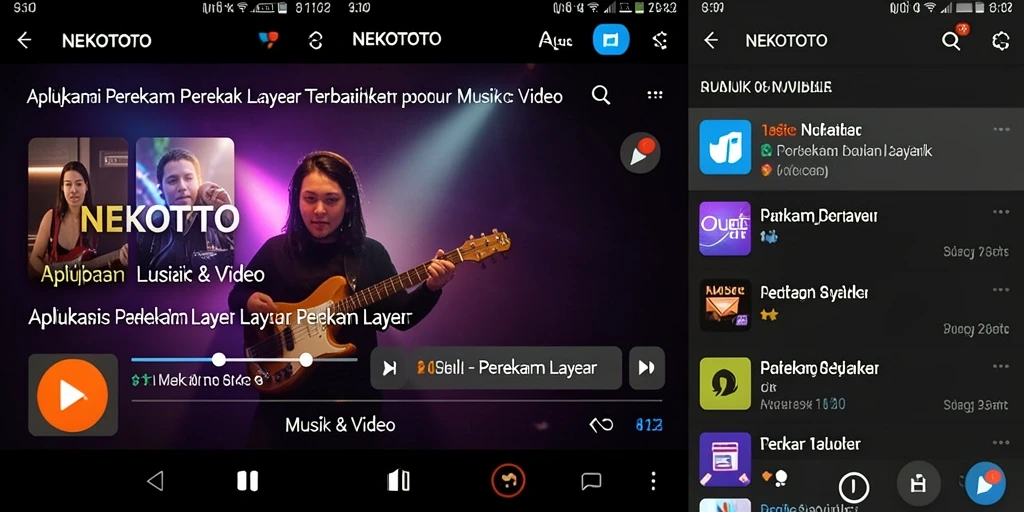 Tampilan antarmuka aplikasi NEKOTOTO saat merekam layar.
