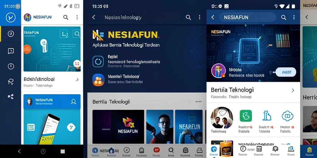 Screenshot antarmuka utama NESIAFUN yang menampilkan berita teknologi terkini.