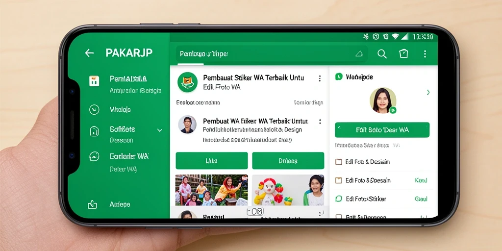 Tampilan antarmuka PAKARJP untuk membuat stiker WA yang menarik.