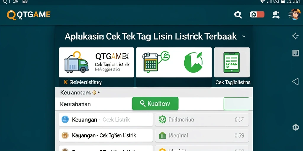 Tampilan antarmuka QTGAME untuk cek tagihan listrik.