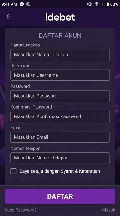 Cara Mudah Daftar Akun Baru idebet untuk Android